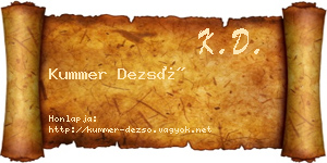 Kummer Dezső névjegykártya